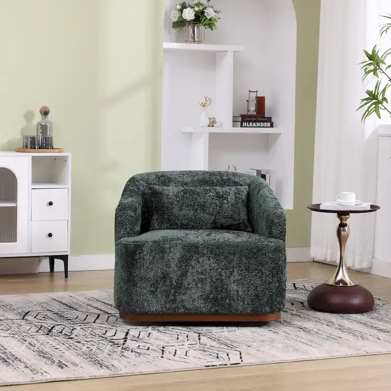 Chenille Fabric Swivel Accent Chair with Comfortable Cushions