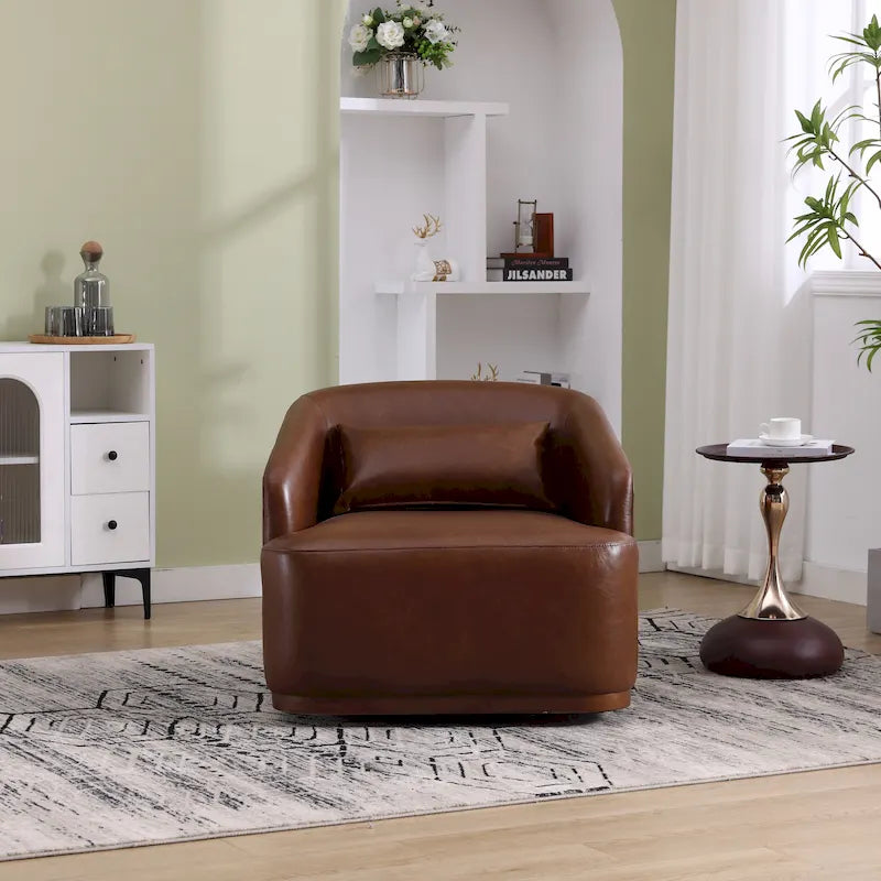 Chenille Fabric Swivel Accent Chair with Comfortable Cushions
