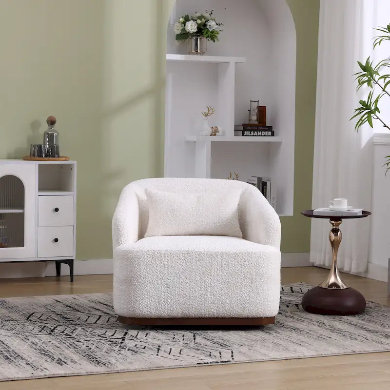 Chenille Fabric Swivel Accent Chair with Comfortable Cushions