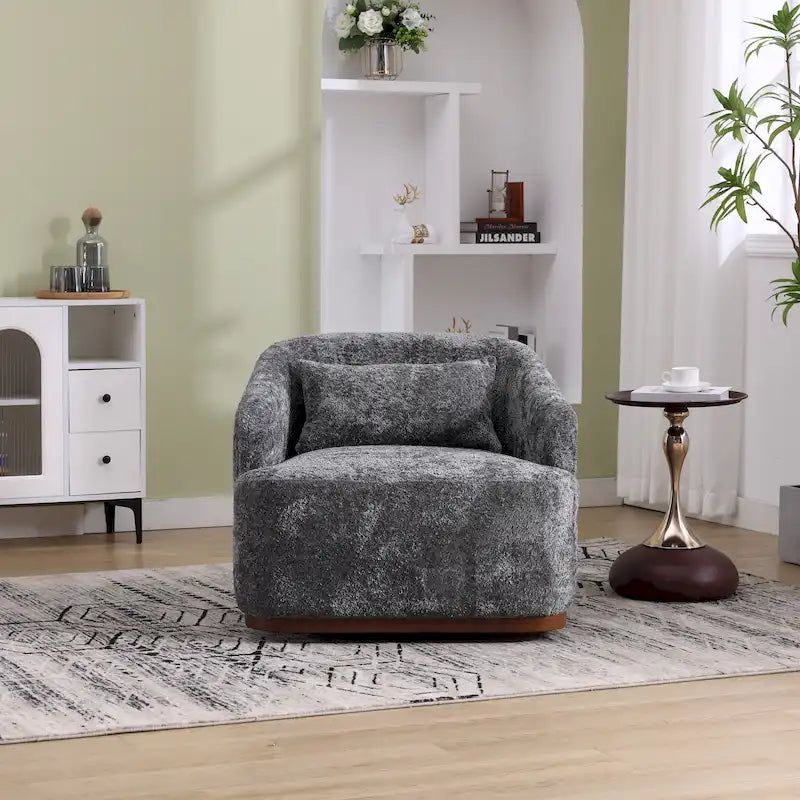 Chenille Fabric Swivel Accent Chair with Comfortable Cushions