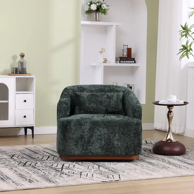 Chenille Fabric Swivel Accent Chair with Comfortable Cushions