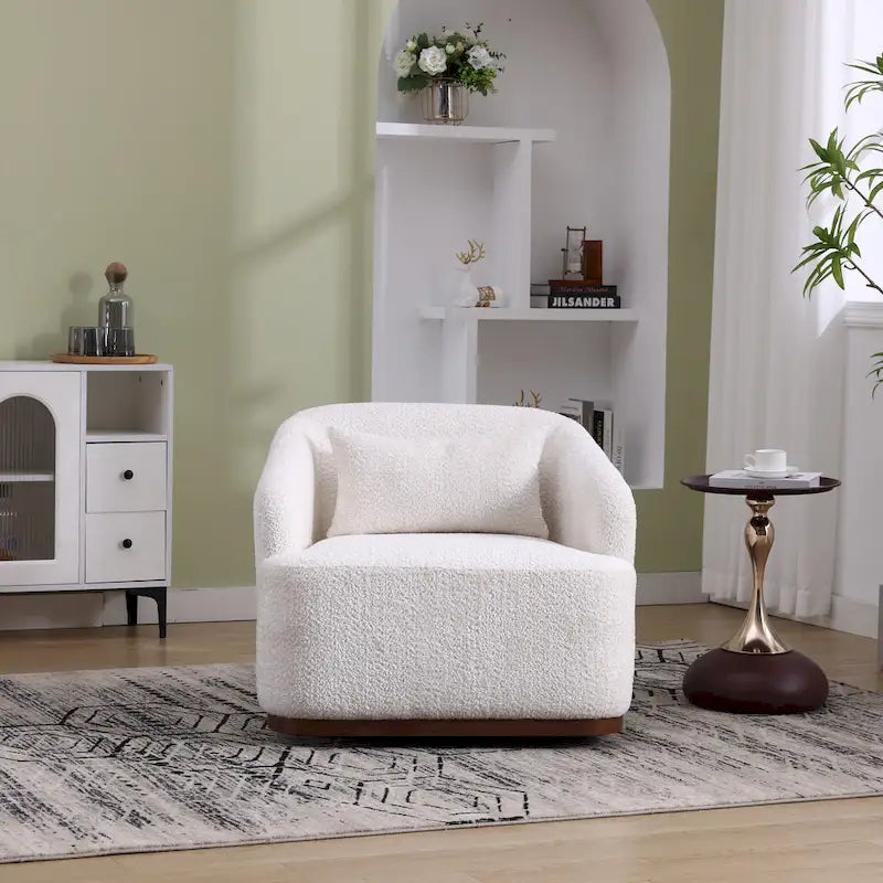 Chenille Fabric Swivel Accent Chair with Comfortable Cushions
