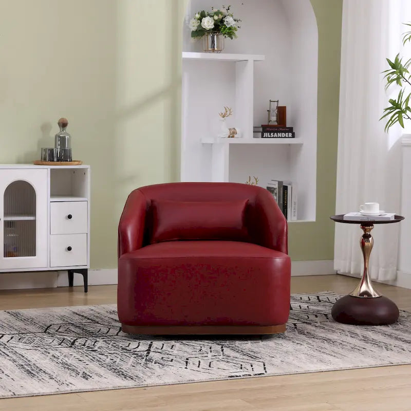 Chenille Fabric Swivel Accent Chair with Comfortable Cushions