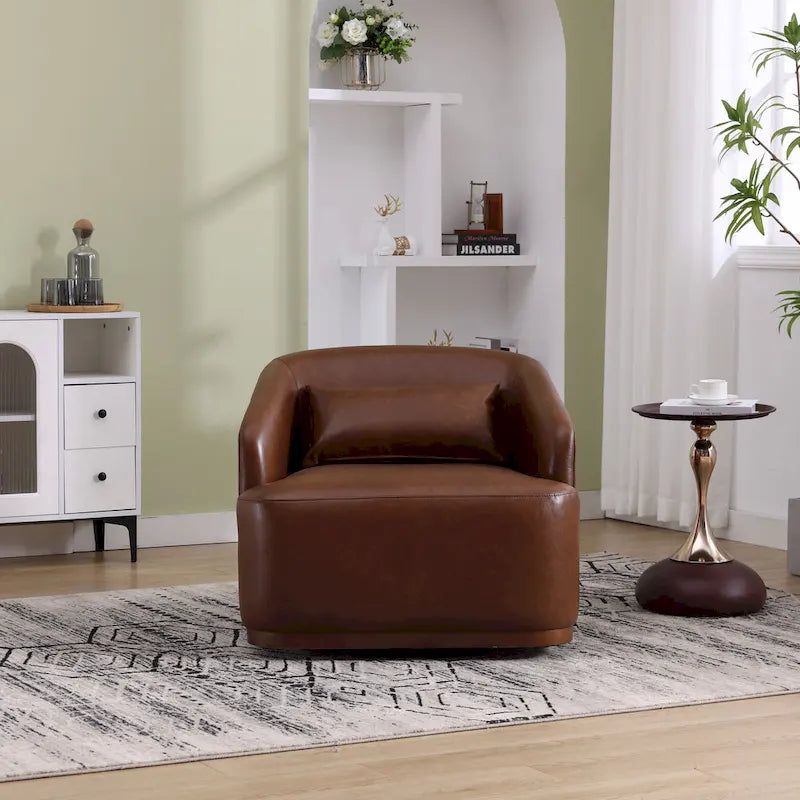 Chenille Fabric Swivel Accent Chair with Comfortable Cushions
