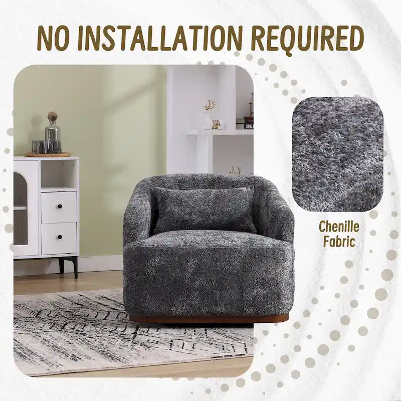 Chenille Fabric Swivel Accent Chair with Comfortable Cushions