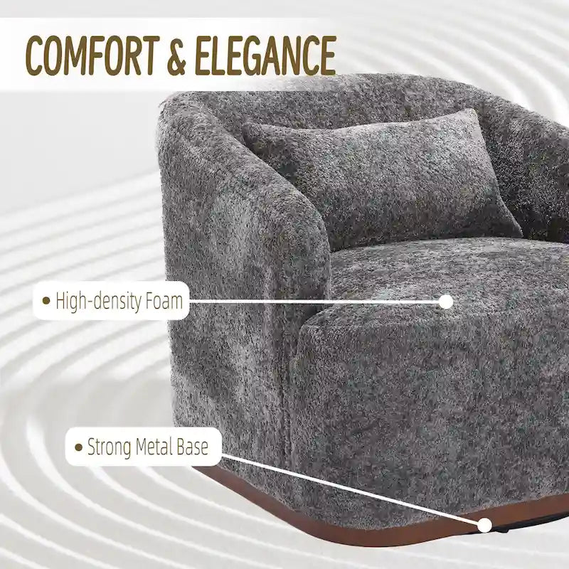 Chenille Fabric Swivel Accent Chair with Comfortable Cushions
