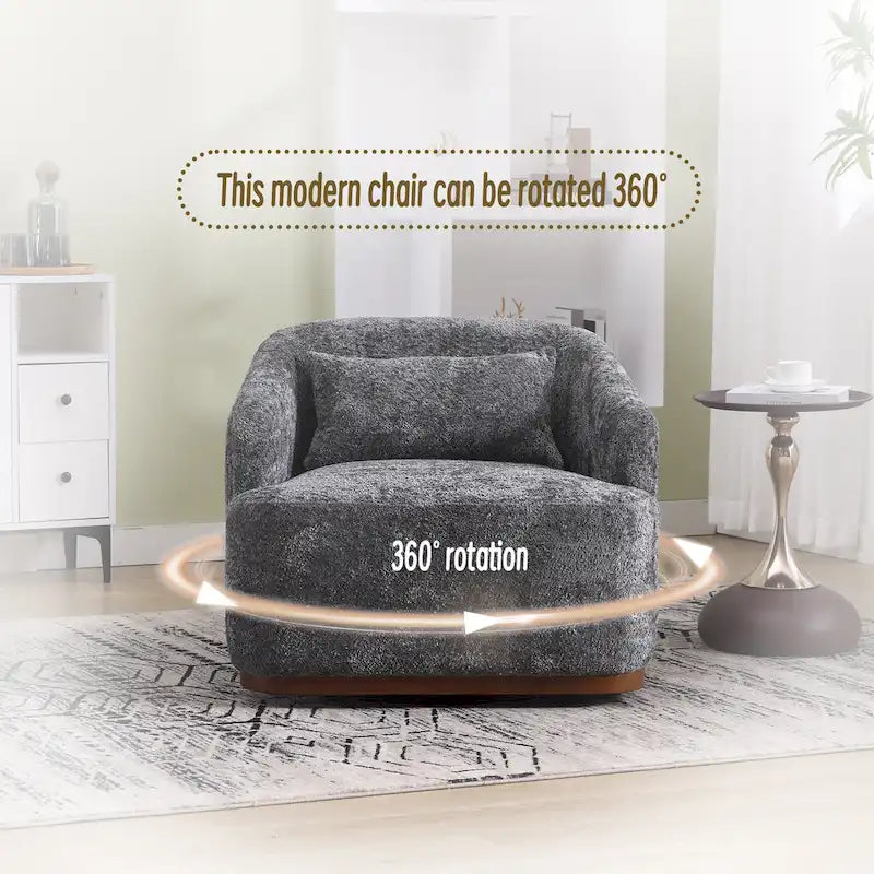 Chenille Fabric Swivel Accent Chair with Comfortable Cushions
