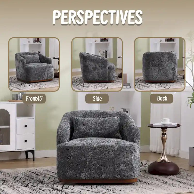 Chenille Fabric Swivel Accent Chair with Comfortable Cushions