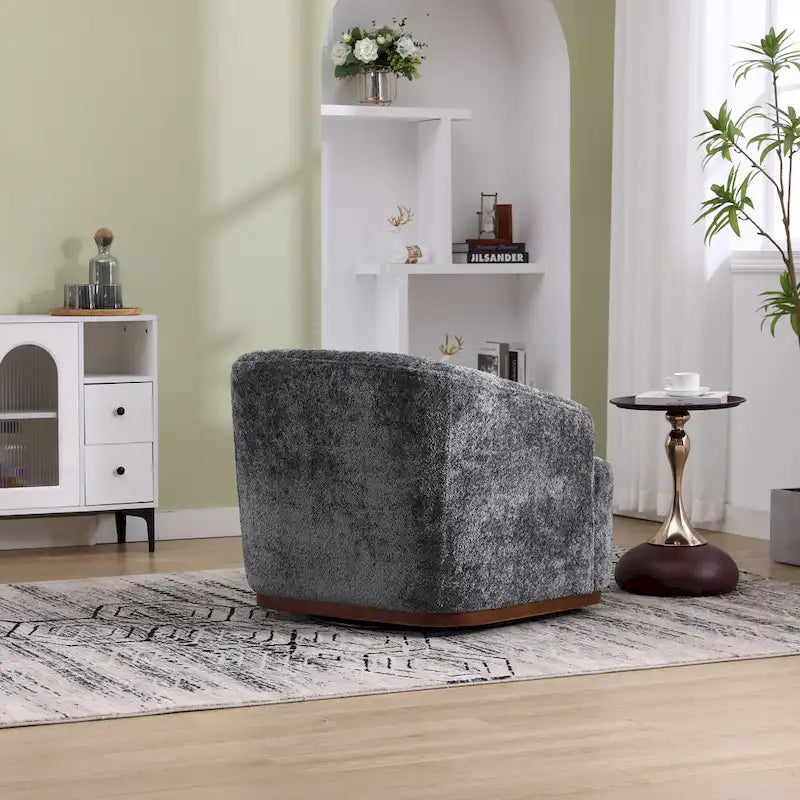 Chenille Fabric Swivel Accent Chair with Comfortable Cushions