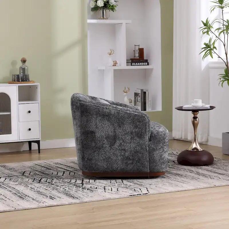 Chenille Fabric Swivel Accent Chair with Comfortable Cushions