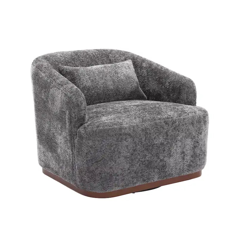 Chenille Fabric Swivel Accent Chair with Comfortable Cushions