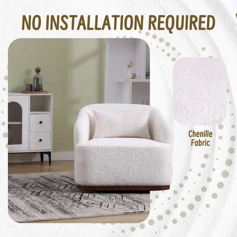 Chenille Fabric Swivel Accent Chair with Comfortable Cushions