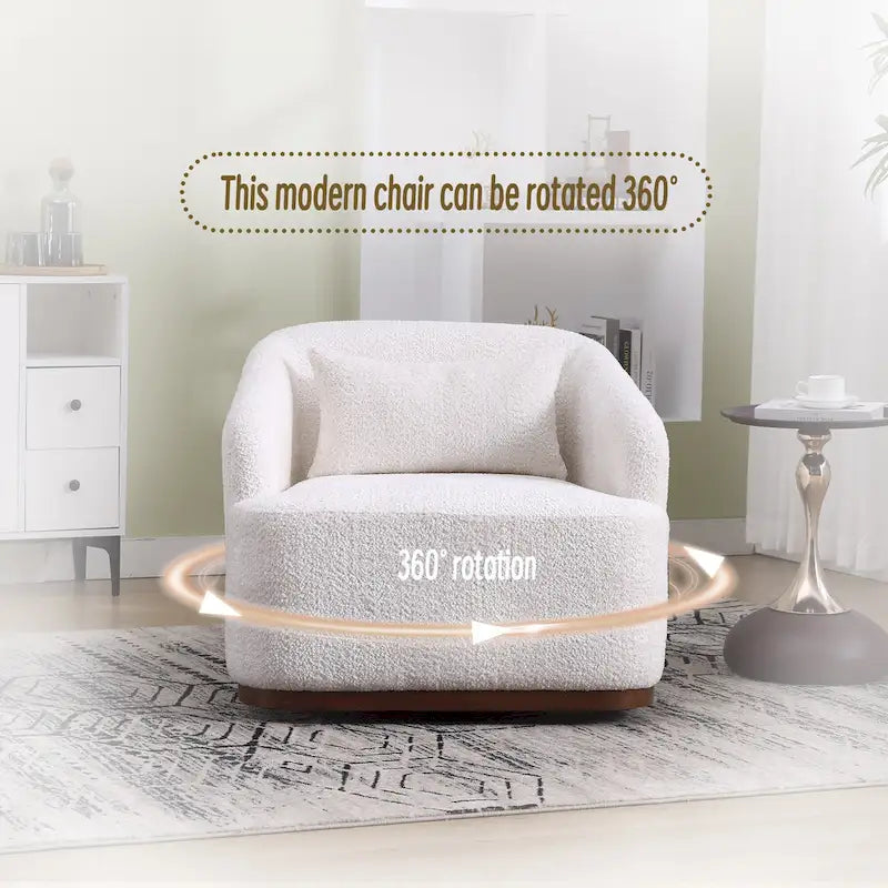 Chenille Fabric Swivel Accent Chair with Comfortable Cushions