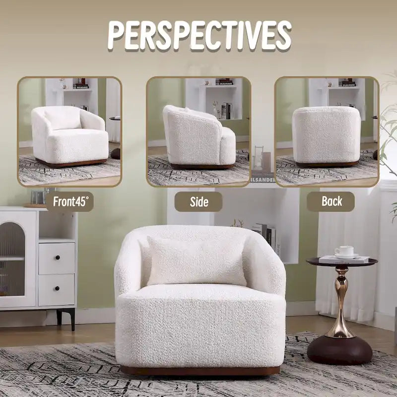 Chenille Fabric Swivel Accent Chair with Comfortable Cushions