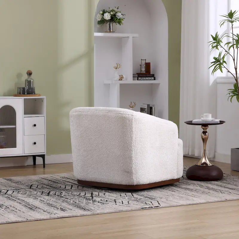 Chenille Fabric Swivel Accent Chair with Comfortable Cushions