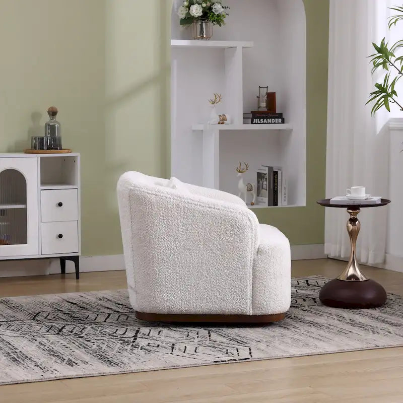 Chenille Fabric Swivel Accent Chair with Comfortable Cushions