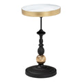 Modern Round Accent Side Table - Black & Gold Metal End Table with Tray Top