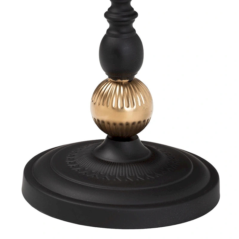 Modern Round Accent Side Table - Black & Gold Metal End Table with Tray Top