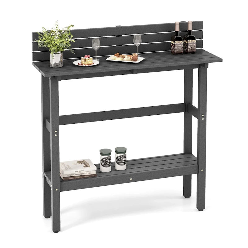48-inch Outdoor Bar Table with Storage Shelf & Adjustable Foot