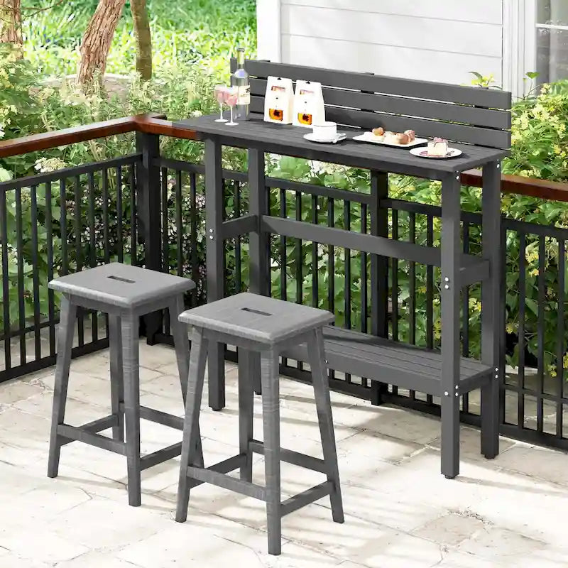 48-inch Outdoor Bar Table with Storage Shelf & Adjustable Foot