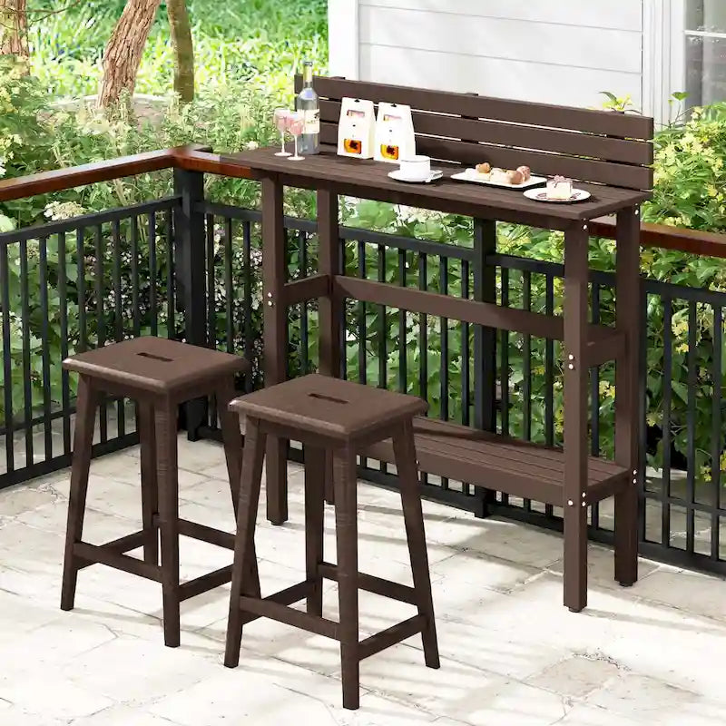 48-inch Outdoor Bar Table with Storage Shelf & Adjustable Foot