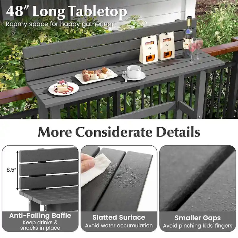 48-inch Outdoor Bar Table with Storage Shelf & Adjustable Foot