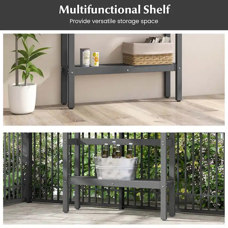 48-inch Outdoor Bar Table with Storage Shelf & Adjustable Foot