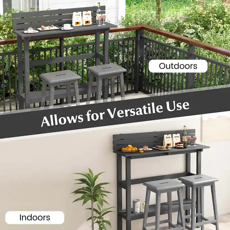 48-inch Outdoor Bar Table with Storage Shelf & Adjustable Foot