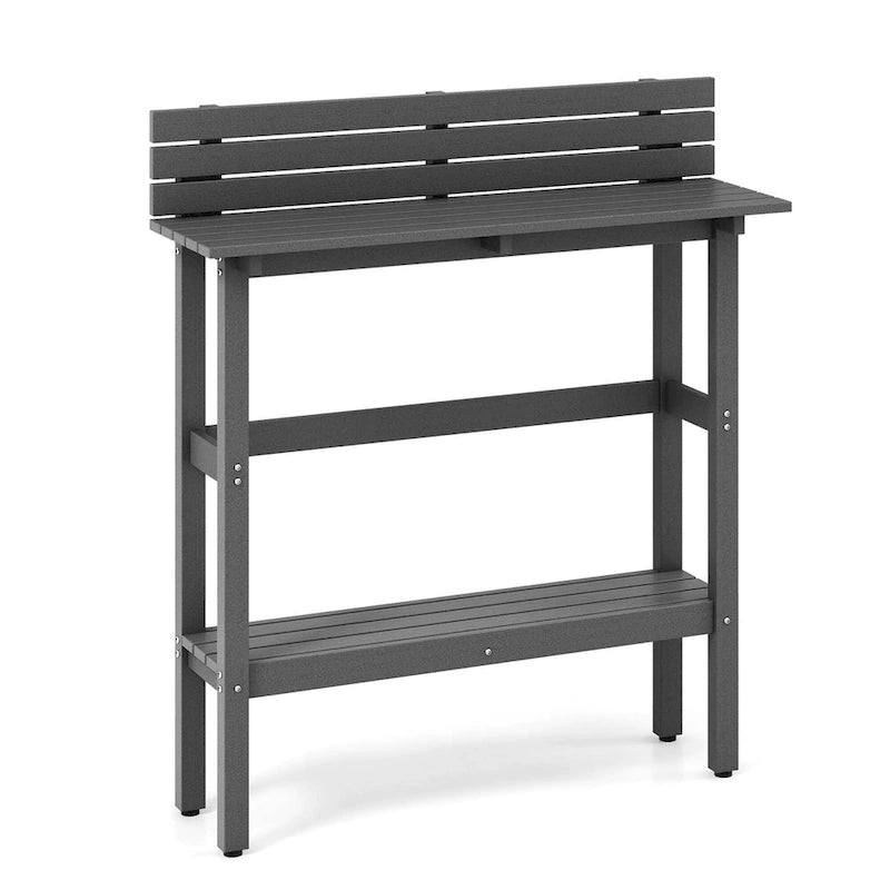 48-inch Outdoor Bar Table with Storage Shelf & Adjustable Foot