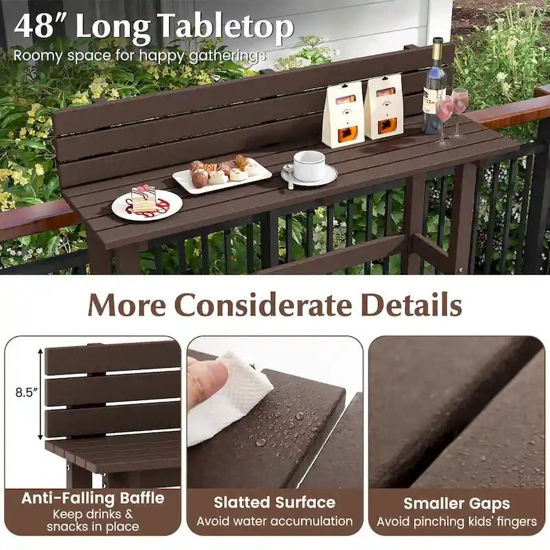 48-inch Outdoor Bar Table with Storage Shelf & Adjustable Foot