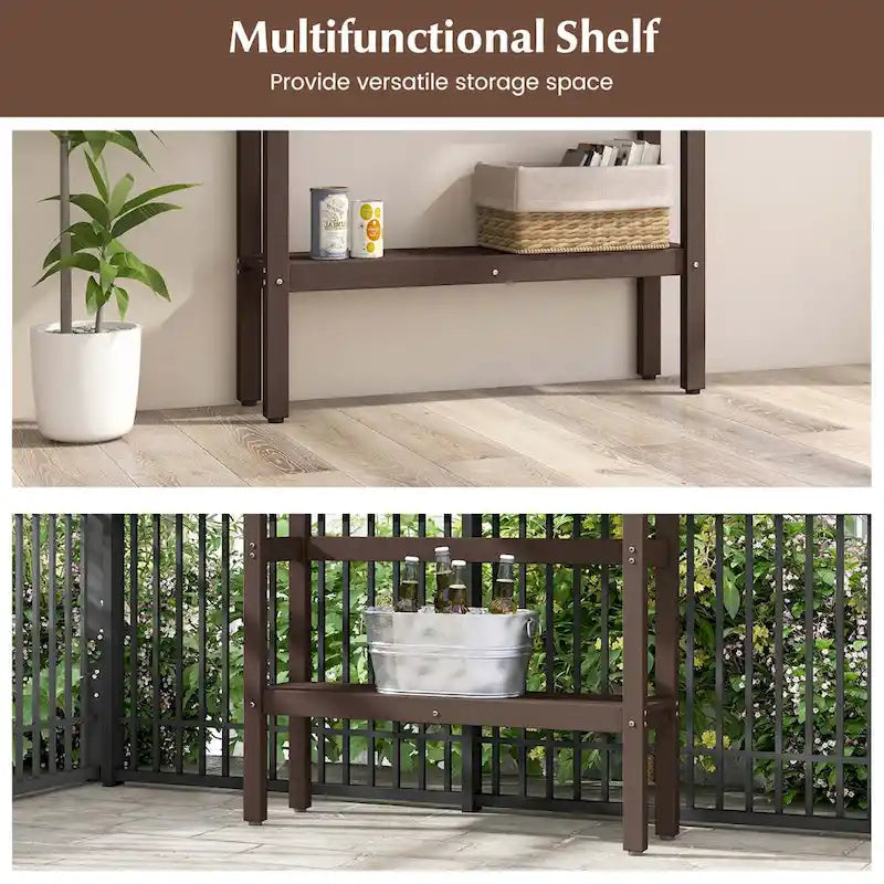 48-inch Outdoor Bar Table with Storage Shelf & Adjustable Foot