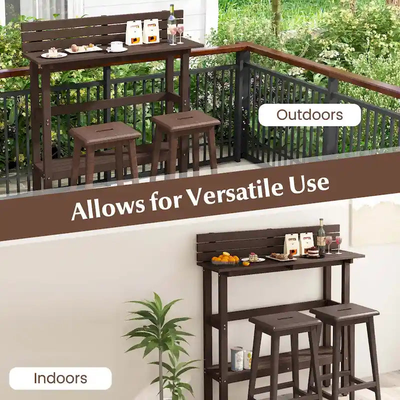 48-inch Outdoor Bar Table with Storage Shelf & Adjustable Foot