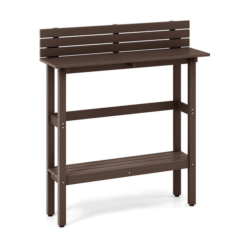 48-inch Outdoor Bar Table with Storage Shelf & Adjustable Foot