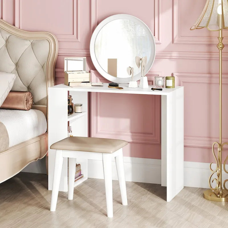 36-inch Compact Writing Desk with 3 Open Shelves, Freestanding