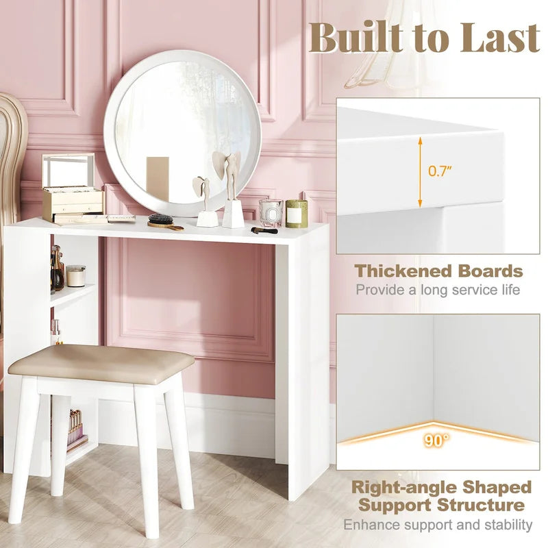 36-inch Compact Writing Desk with 3 Open Shelves, Freestanding