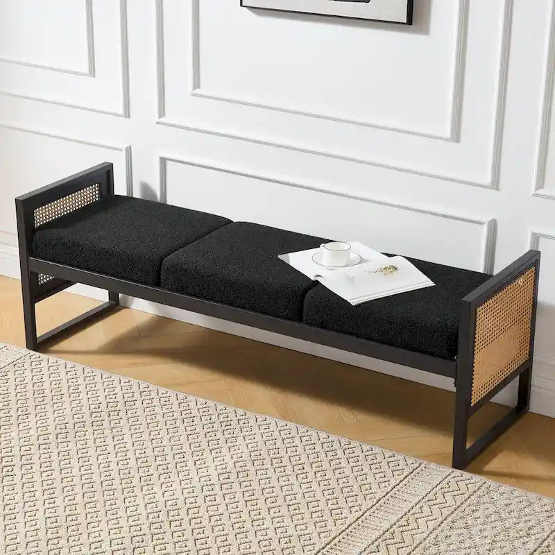 Fabric Upholstered Storage Bench for End of Bed, Entryway - 56.69L x 16.93W x 22.4H