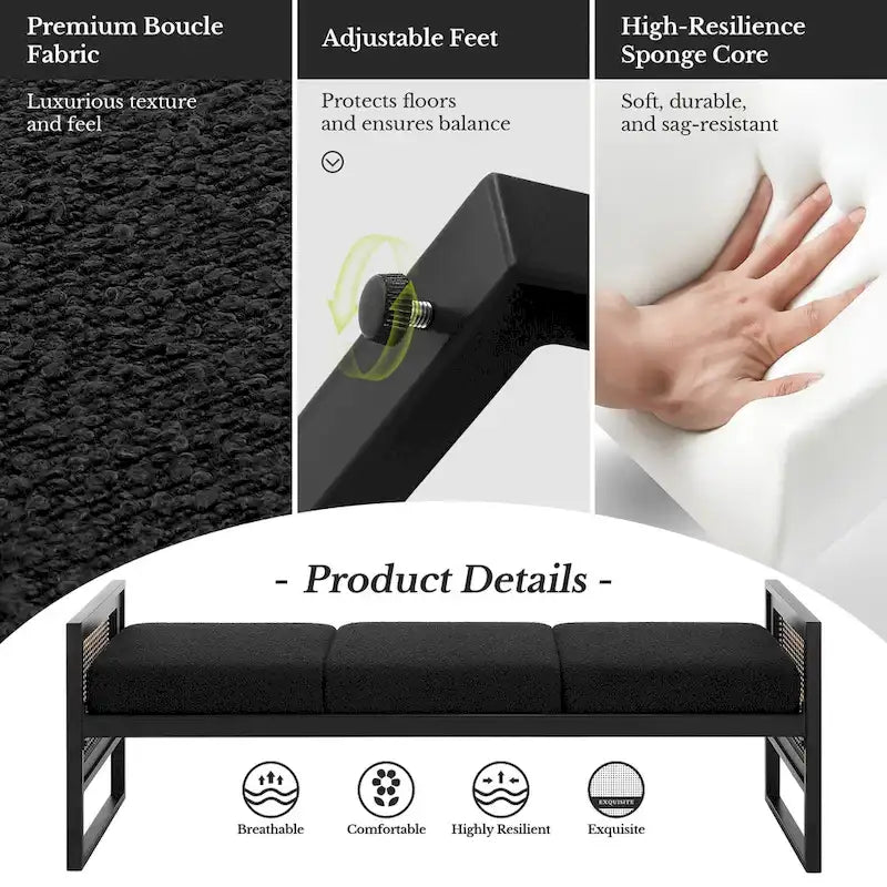 Fabric Upholstered Storage Bench for End of Bed, Entryway - 56.69L x 16.93W x 22.4H