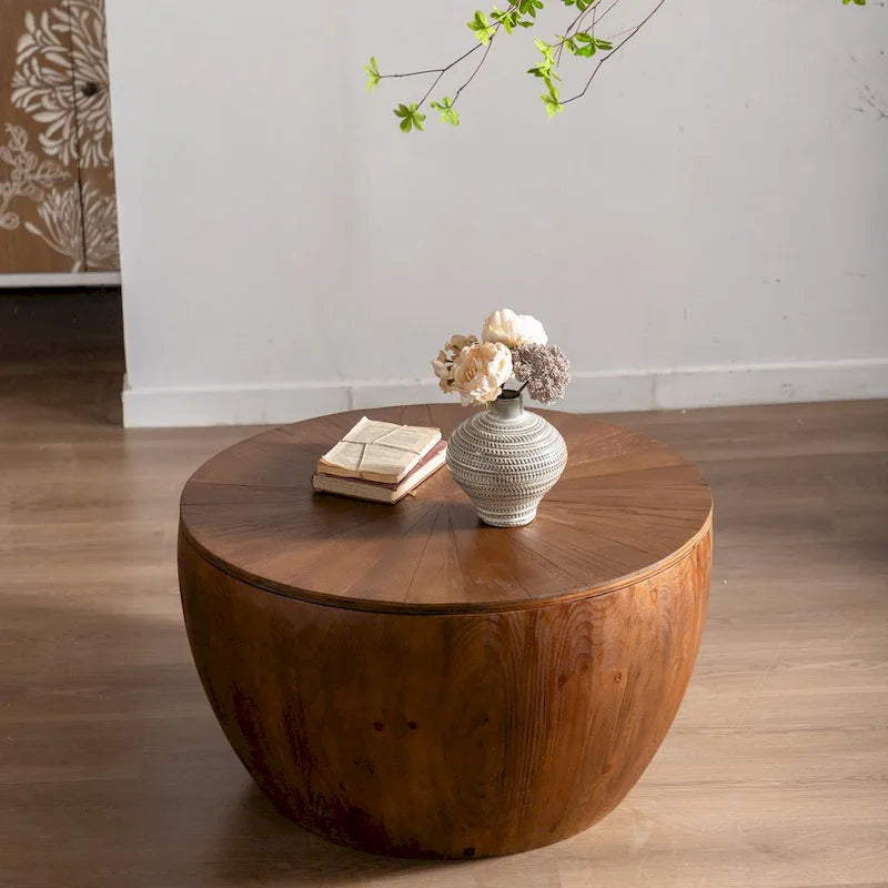 Vintage Style Bucket Shaped Coffee Table with storage function