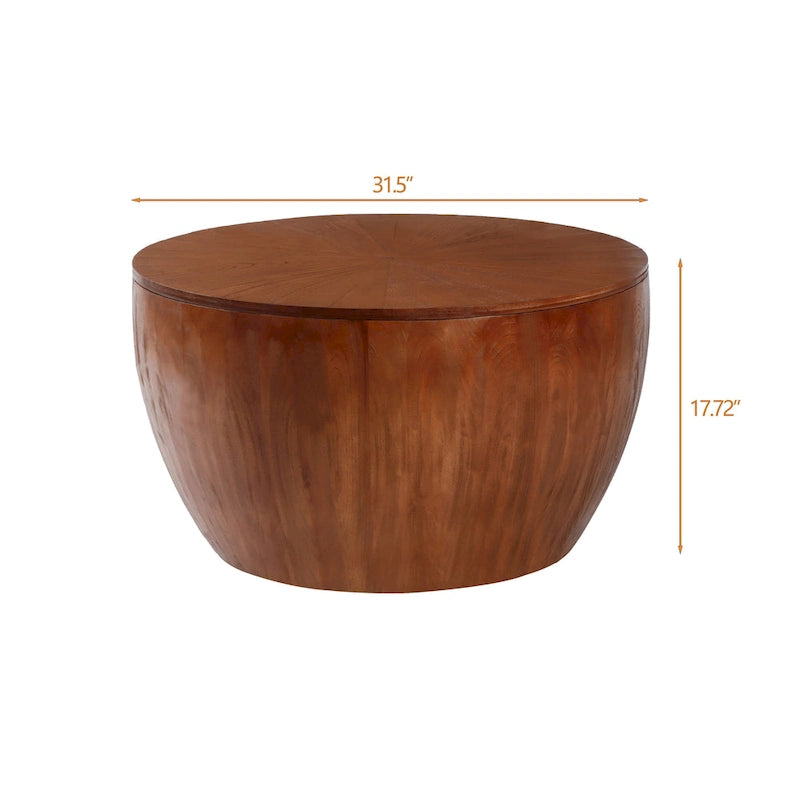 Vintage Style Bucket Shaped Coffee Table with storage function