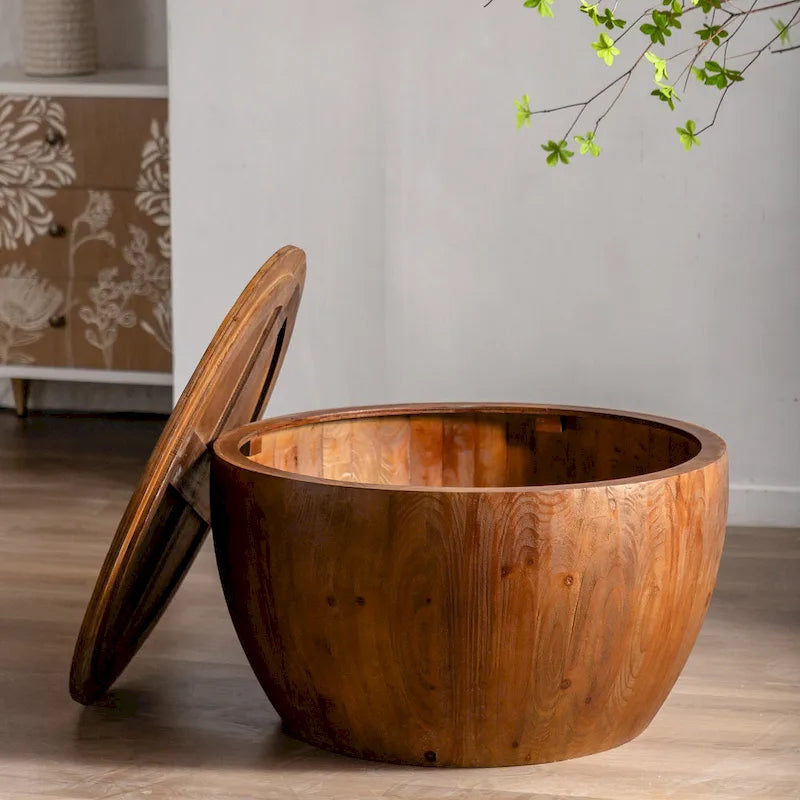 Vintage Style Bucket Shaped Coffee Table with storage function