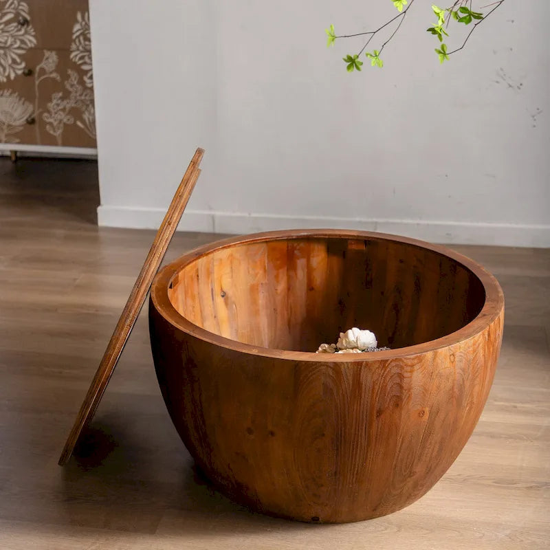 Vintage Style Bucket Shaped Coffee Table with storage function