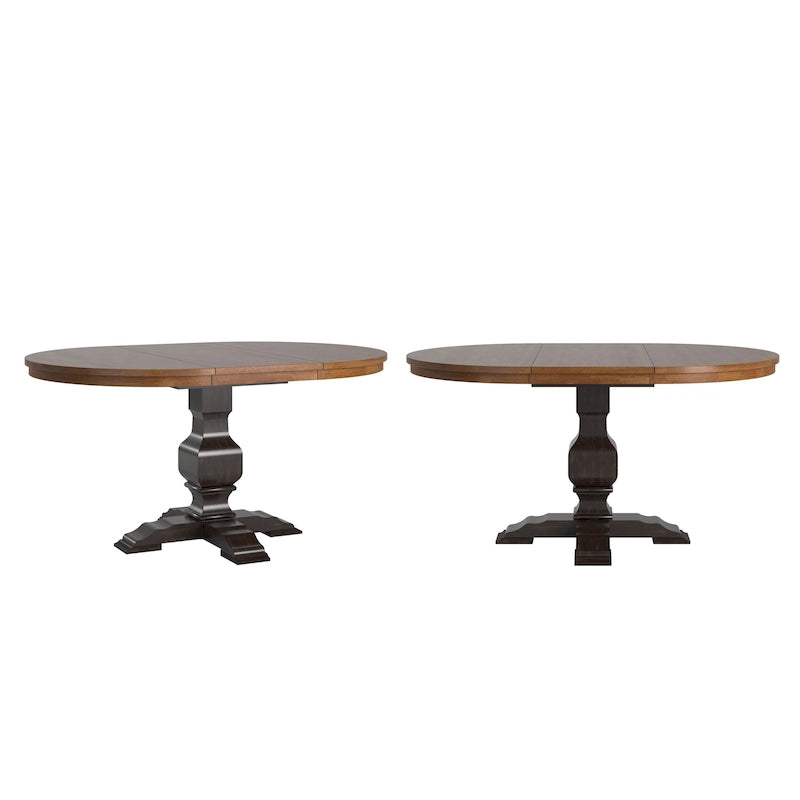 Two-Tone Oval Solid Wood Top Extending Dining Table