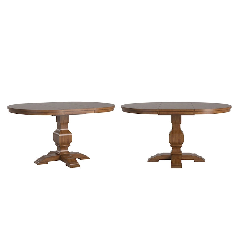 Two-Tone Oval Solid Wood Top Extending Dining Table