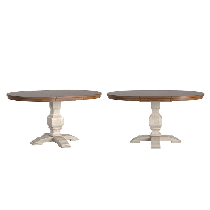 Two-Tone Oval Solid Wood Top Extending Dining Table