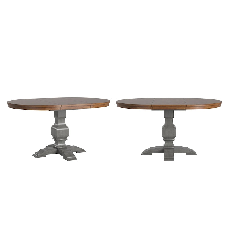 Two-Tone Oval Solid Wood Top Extending Dining Table