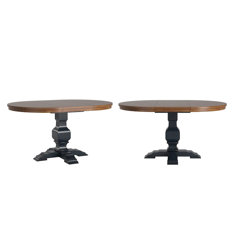 Two-Tone Oval Solid Wood Top Extending Dining Table