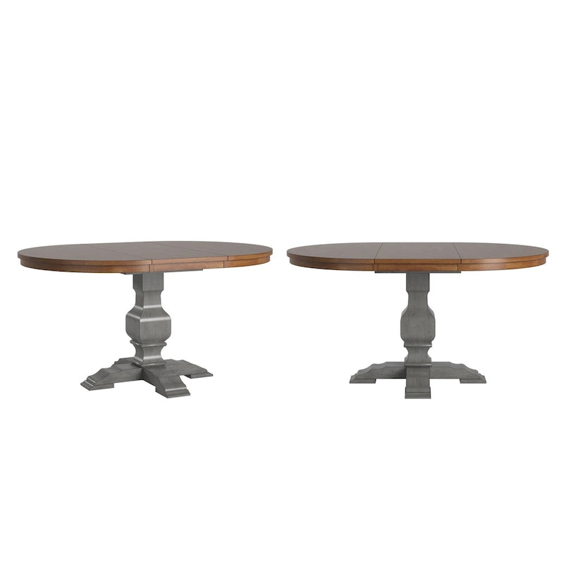 Two-Tone Oval Solid Wood Top Extending Dining Table