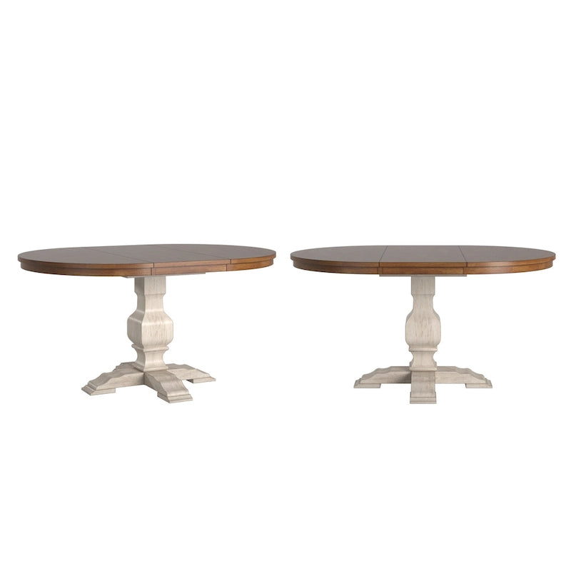 Two-Tone Oval Solid Wood Top Extending Dining Table