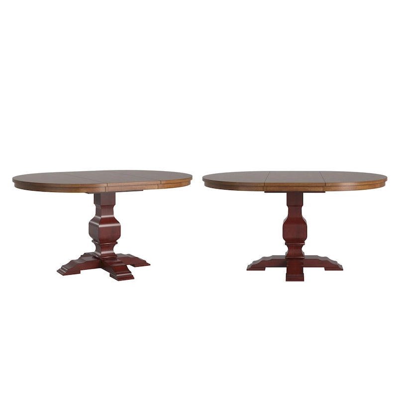 Two-Tone Oval Solid Wood Top Extending Dining Table