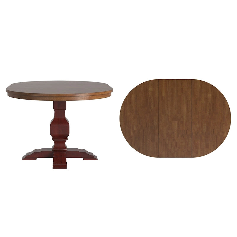 Two-Tone Oval Solid Wood Top Extending Dining Table